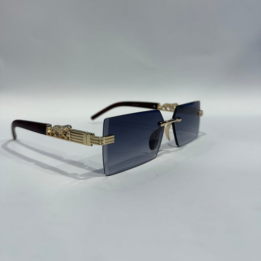 Luxury Rimless Sunglasses with Gold Detailing & Gradient Lenses – Premium Eyewear