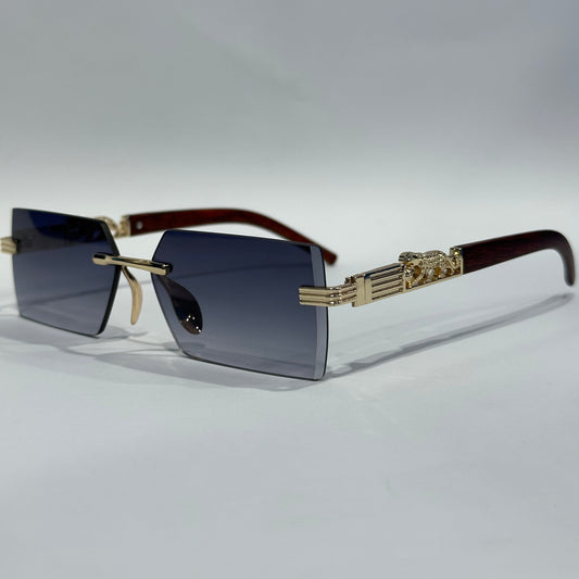 Luxury Rimless Sunglasses with Gold Detailing & Gradient Lenses – Premium Eyewear