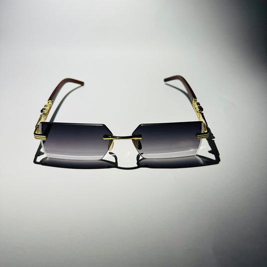 Luxury Rimless Sunglasses with Gold Detailing & Gradient Lenses – Premium Eyewear