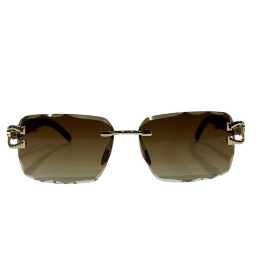 Leopard Rimless Sunglasses – Gold & Brown Luxury