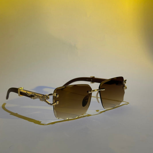 Leopard Rimless Sunglasses – Gold & Brown Luxury