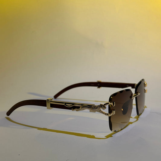 Leopard Rimless Sunglasses – Gold & Brown Luxury