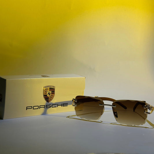 Leopard Rimless Sunglasses – Gold & Brown Luxury