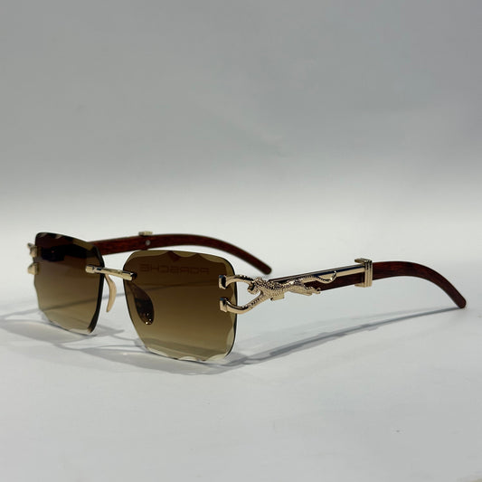 Leopard Rimless Sunglasses – Gold & Brown Luxury