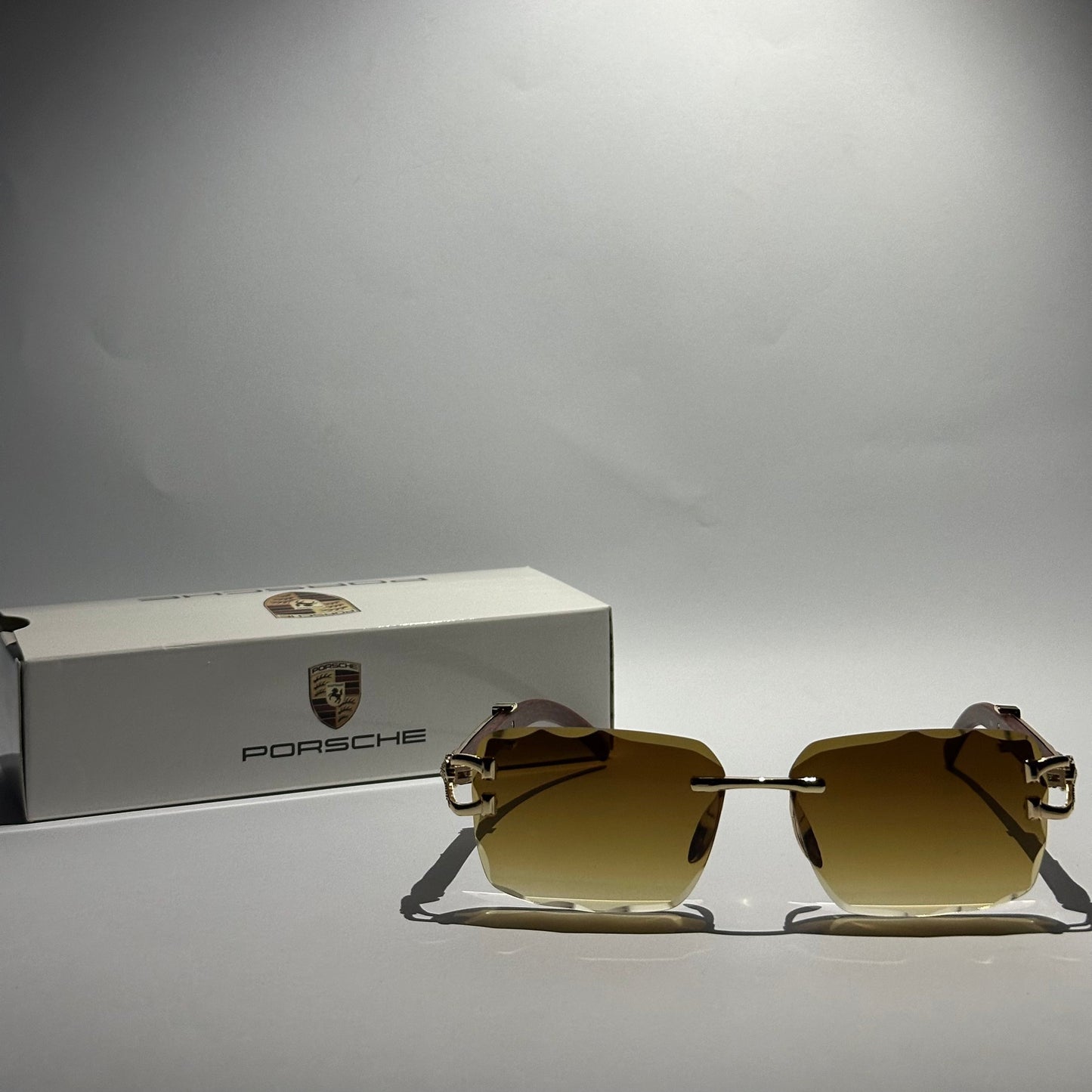 Leopard Rimless Sunglasses – Gold & Brown Luxury