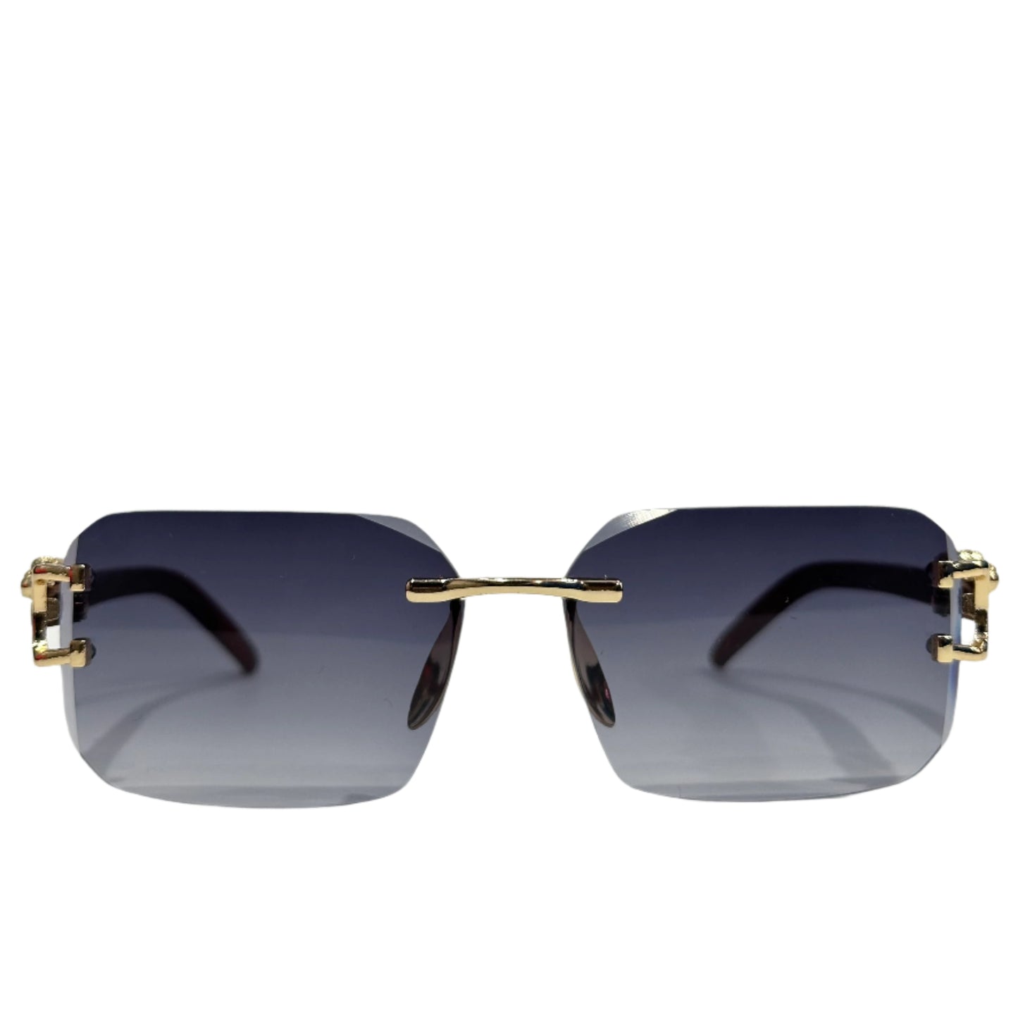 Rimless Rectangle Sunglasses – Retro Diamond Cut Design
