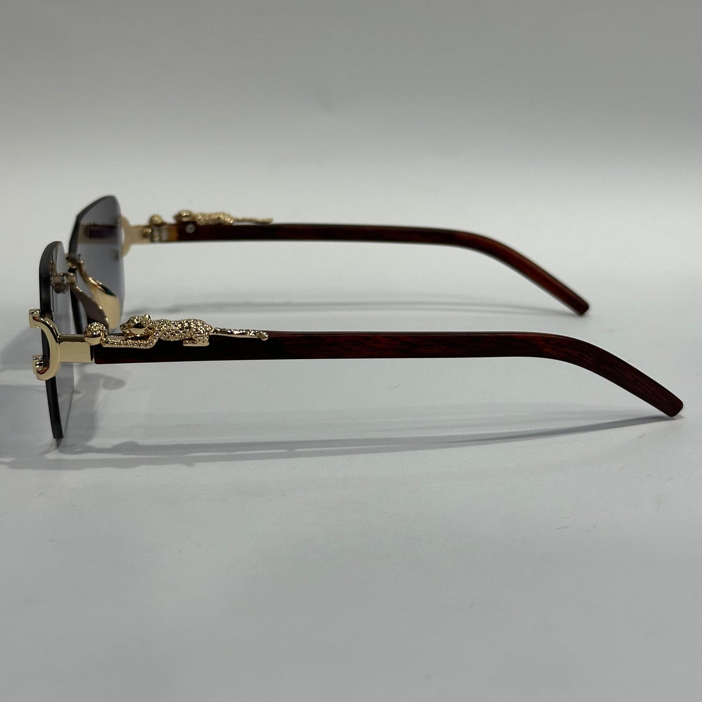 Rimless Rectangle Sunglasses – Retro Diamond Cut Design