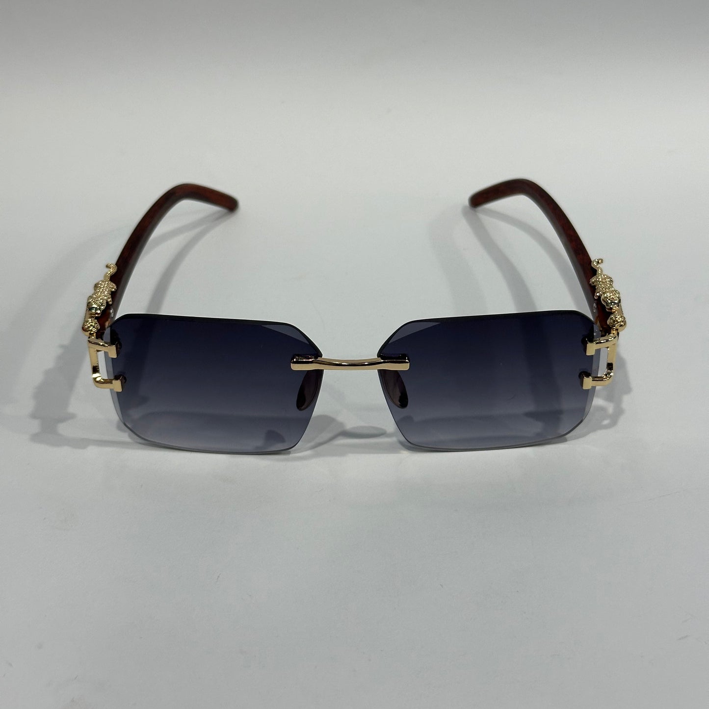 Rimless Rectangle Sunglasses – Retro Diamond Cut Design