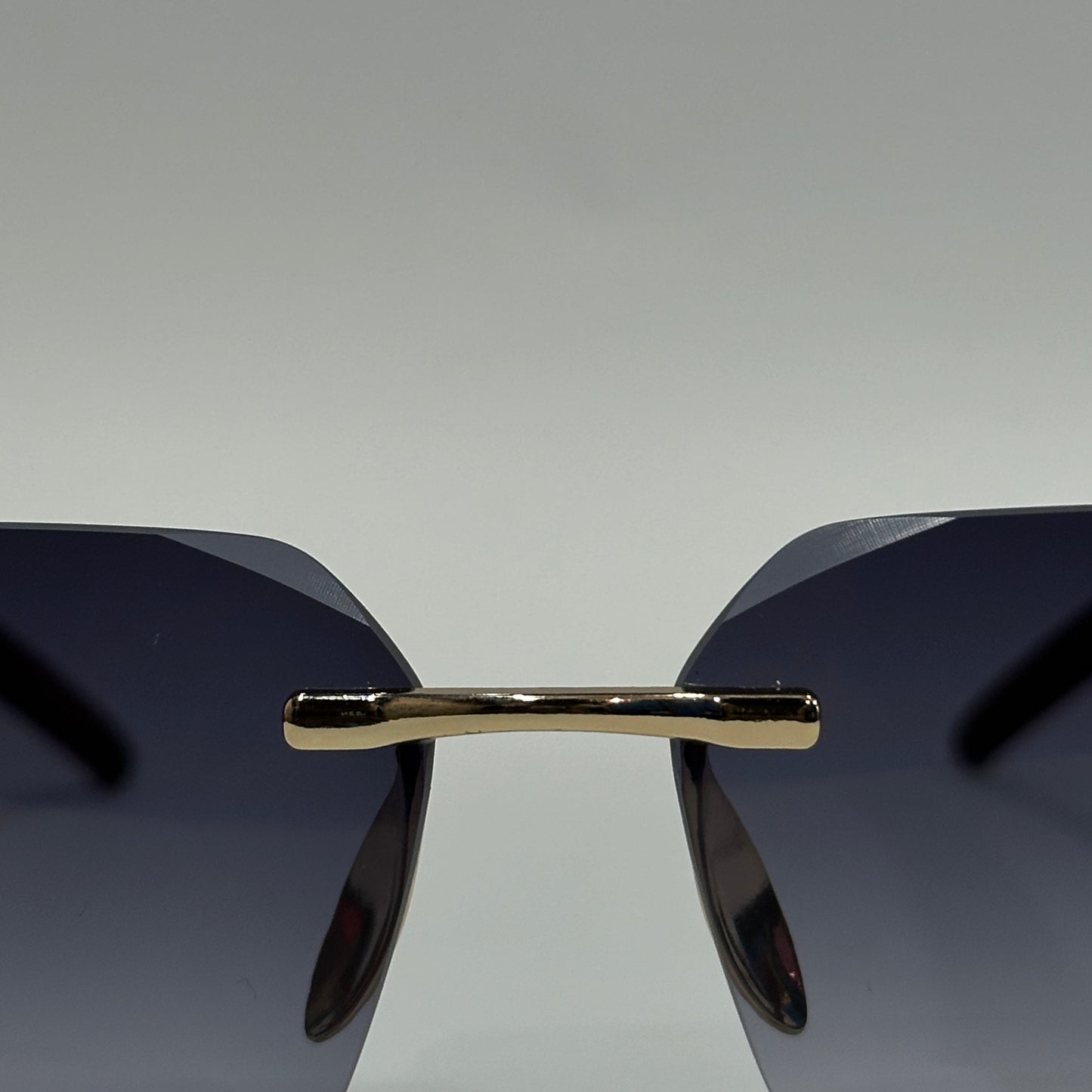 Rimless Rectangle Sunglasses – Retro Diamond Cut Design