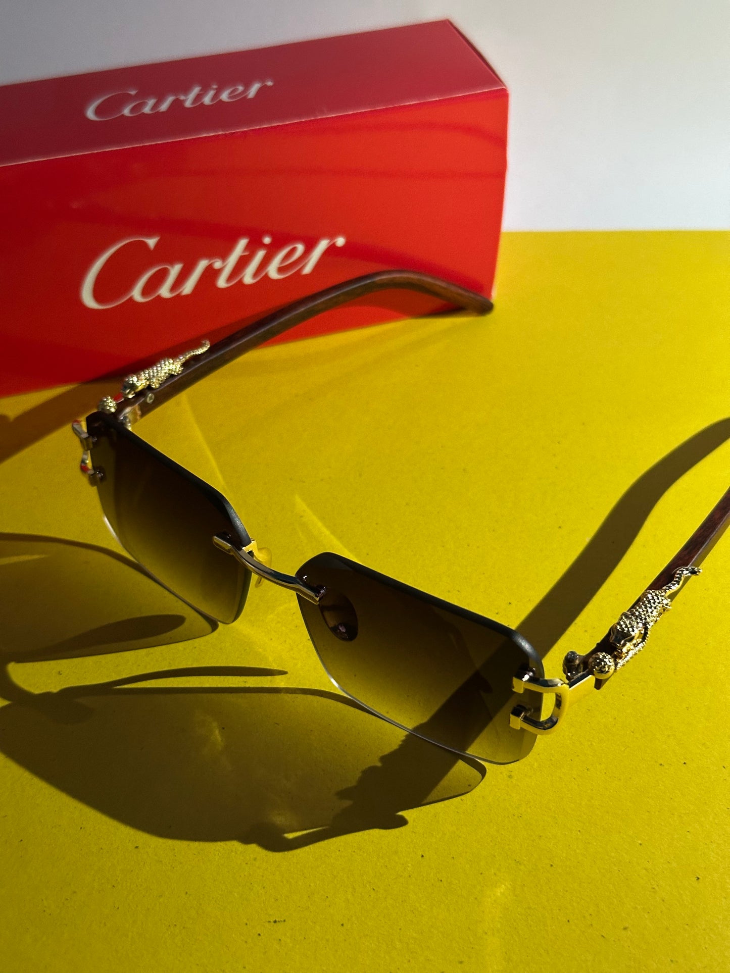 Rimless Rectangle Sunglasses – Retro Diamond Cut Design